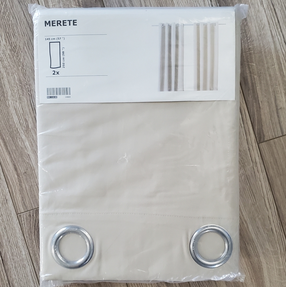 Merete Ikea Grommet Curtain Panel Set, Tan, 57"×98", Twill, Heavy Cotton, NWT
